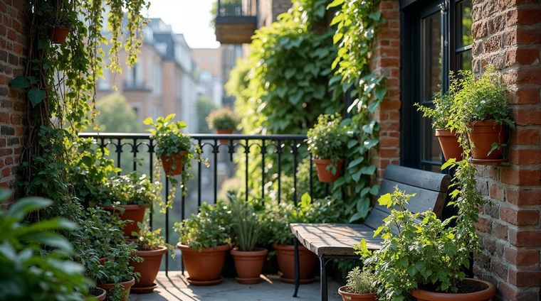 Creating a Balcony Garden Oasis: Stone, Brick, and Greenery